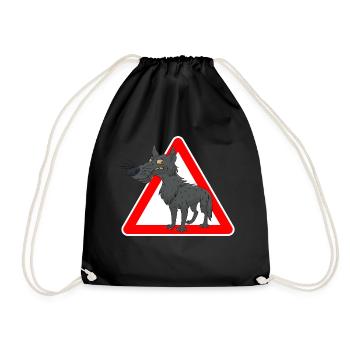 wolf - Drawstring Bag - black - Front