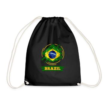 Soccer country flag of Brazil - Drawstring Bag - black - Front