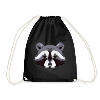 Waschbär - Turnbeutel - Schwarz - Vorne