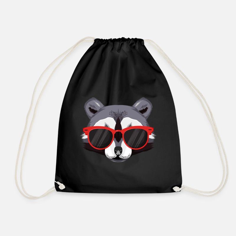 Waschbär mit Sonnebrille - Turnbeutel - Schwarz