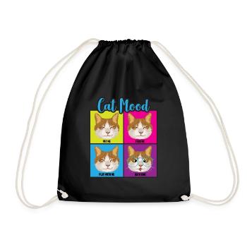 Funny Cat Moods - Drawstring Bag - black - Front