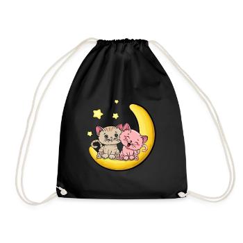 Amour de chat sur la lune - Sac de sport léger - noir - Devant