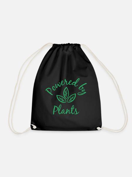 Powered by Plants Vegan Veggie Geschenk - Turnbeutel - Schwarz