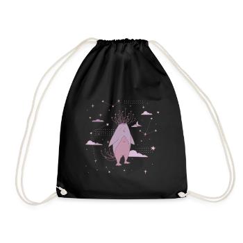 Lila Pinguin zwischen Sternen - Turnbeutel - Schwarz - Vorne