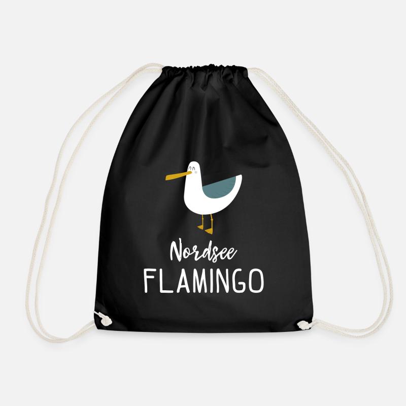 Nordsee Flamingo Möwe Geschenk - Turnbeutel - Schwarz