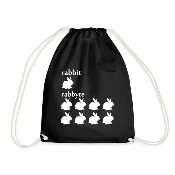 Programmer computer scientist byte rabbit gift - Drawstring Bag - black - Front