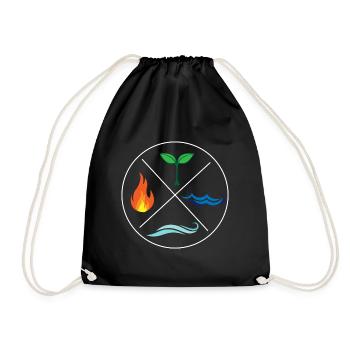 Four elements environmental protection nature gift - Drawstring Bag - black - Front