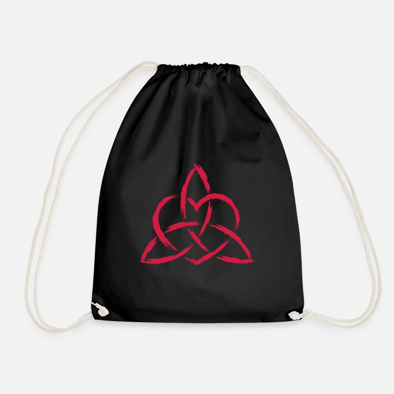 Triquetra Celtic Heart Knot Symbol - Drawstring Bag - black