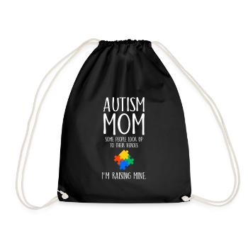 Autism Mom Awareness Autism Gift - Drawstring Bag - black - Front