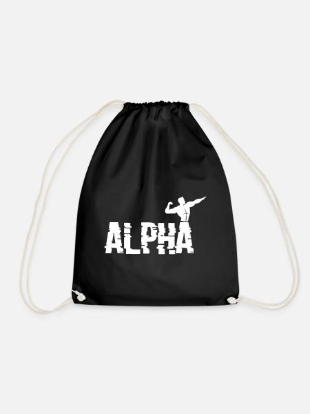 Alpha Gym Fitness Bodybuilder Gift - Drawstring Bag - black
