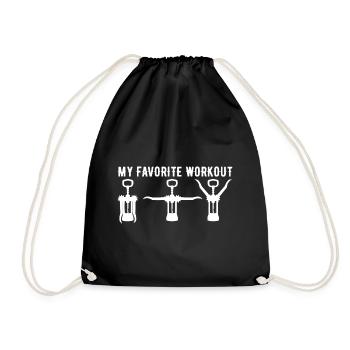 My Favourite Workout Wine Wine Lover Corkscrew - Drawstring Bag - black - Front