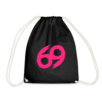 69 numéro icône rose - Sac de sport léger - noir - Devant