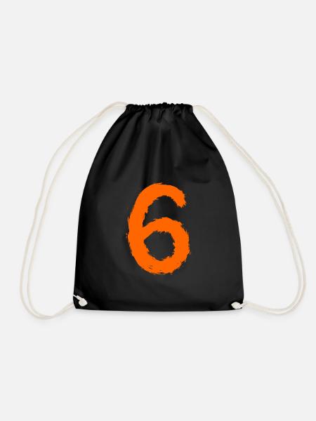 Zahl 6 Nummer Sechs 6. Geburtstag Geschenk - Turnbeutel - Schwarz