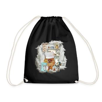 Pomeranian Shirt und Accessoires - Hundeshirt Koch - Turnbeutel - Schwarz - Vorne