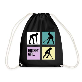 hockey retro girl 7m feldhockey hockeyspielerin - Turnbeutel - Schwarz - Vorne