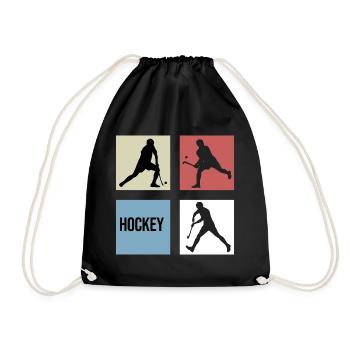 field hockey retro vintage 7m hockey player - Drawstring Bag - black - Front