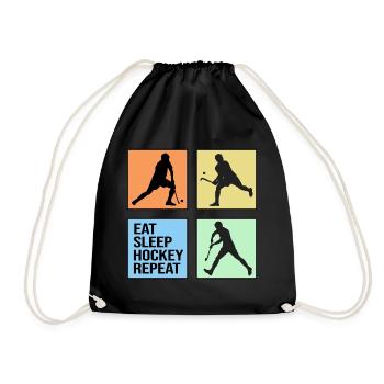 field hockey repeat hockey player retro - Drawstring Bag - black - Front