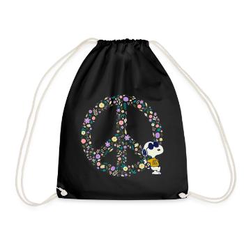 Peanuts Snoopy Peace Hippie - Drawstring Bag - black - Front