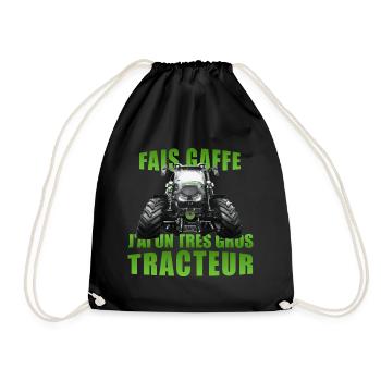 Fais gaffe j'ai un très gros tracteur. Agriculteur - Sac de sport léger - noir - Devant