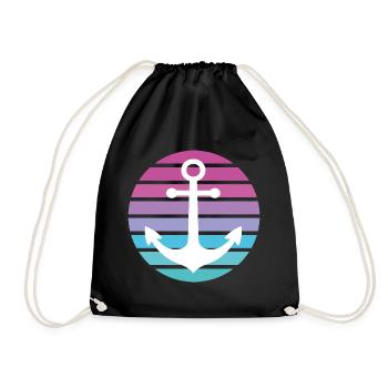 Retro Sun Anchor - Drawstring Bag - black - Front