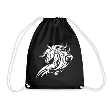 Cheval, Équitation, Style de tatouage tribal, Fan de nature animale - Sac de sport léger - noir - Devant