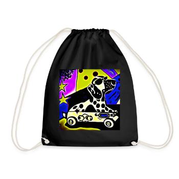 Hund mit Brille Pop Art SabineVegan HerzAufShirt - Turnbeutel - Schwarz - Vorne