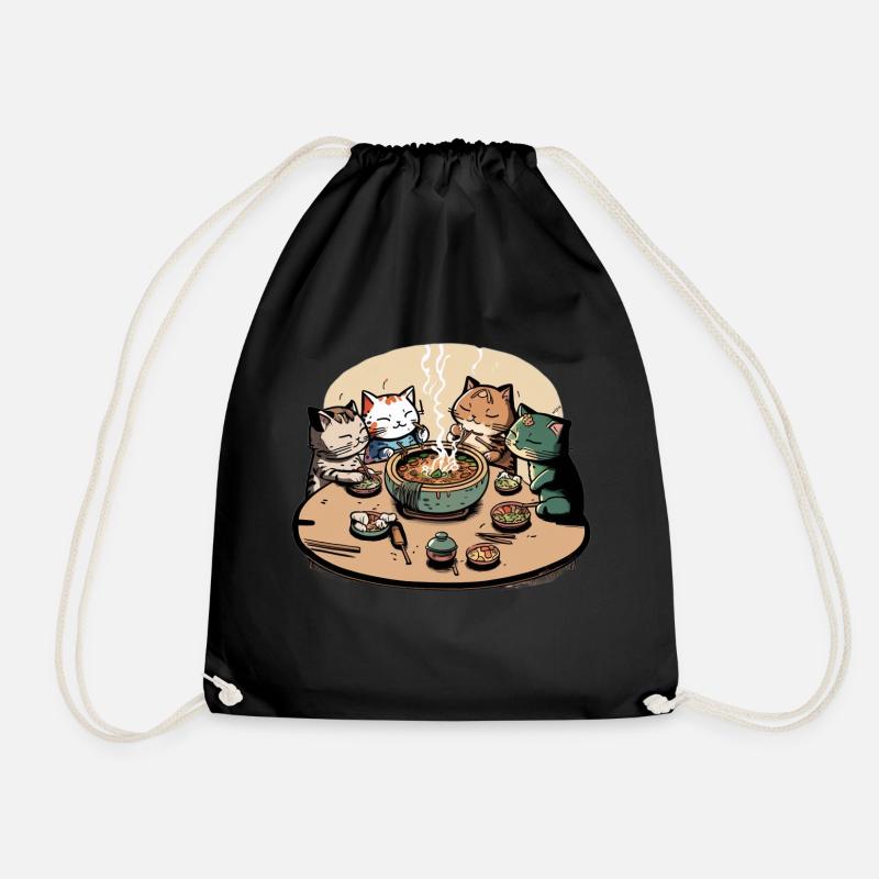 Doodle Cats - Turnbeutel - Schwarz