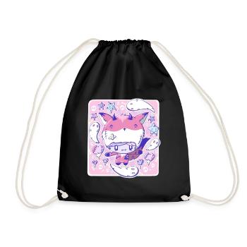 Cute zombie Devil Fox bubble head cutie - Drawstring Bag - black - Front