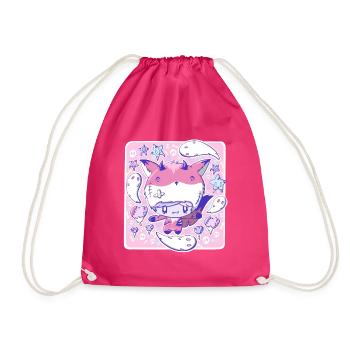 Cute zombie Devil Fox bubble head cutie - Drawstring Bag - fuchsia - Front