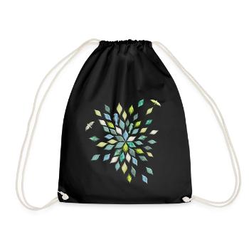 Feuilles et oiseaux en motif de fleurs - Sac de sport léger - noir - Devant