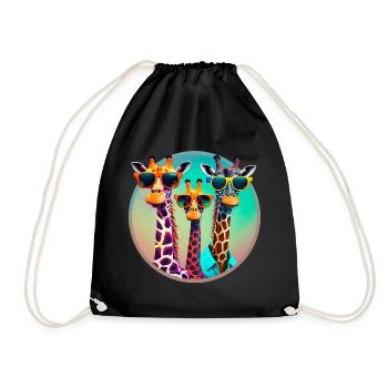 3 Coole Giraffen mit Sonnenbrillen - Turnbeutel - Schwarz - Vorne