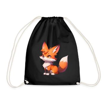 Adorable Chibi Fox - Drawstring Bag - black - Front