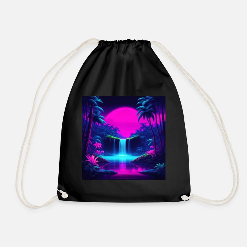Neon-Wasserfall - Turnbeutel - Schwarz