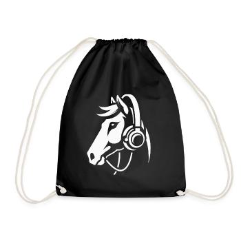 Sonorous Silence – The Horse with Headphones - Drawstring Bag - black - Front