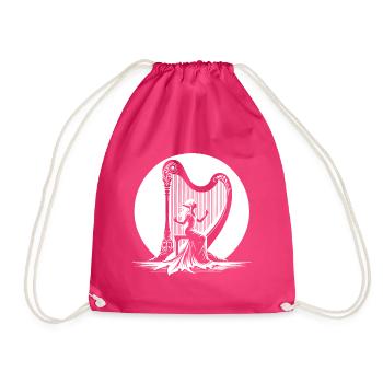 Elf harp playing in the moonlight - Drawstring Bag - fuchsia - Front