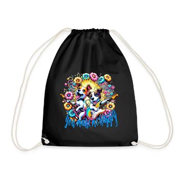 You make me happy - Drawstring Bag - black - Front
