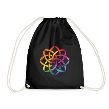 Celtic Rainbow Flower Celtic Knot Colorful - Drawstring Bag - black - Front