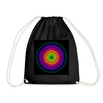 Konzentrische Kreise aus Regenbogen - Turnbeutel - Schwarz - Vorne