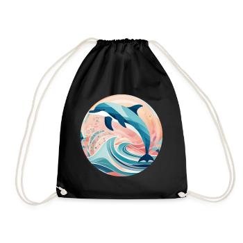 Geometric Delfin Geschenk Geometrie - Turnbeutel - Schwarz - Vorne
