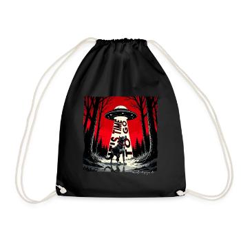 It's Time To Go – Alien Beam & Dog Design - Drawstring Bag - black - Front