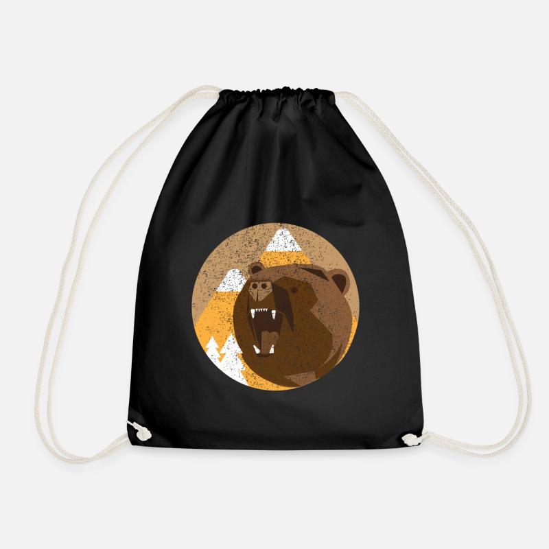 Minimalist Bear Gift Outdoor - Drawstring Bag - black