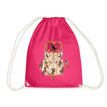 Wolf Traum Traumfänger Mystik Falke - Turnbeutel - Fuchsia - Vorne