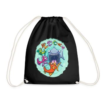Big fish eat little fish and vice versa - Drawstring Bag - black - Front