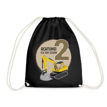 Attention je suis 2 excavatrices 2 ans anniversaire de garçon - Sac de sport léger - noir - Devant