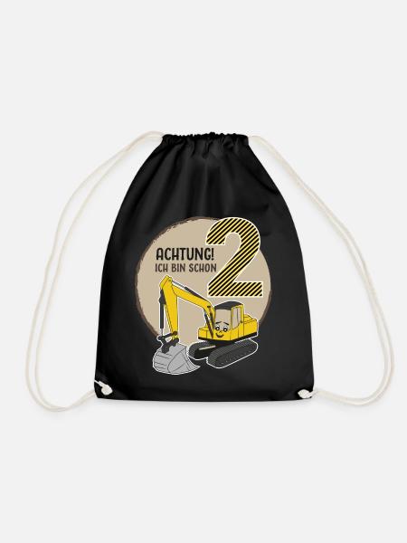 Attention je suis 2 excavatrices 2 ans anniversaire de garçon - Sac de sport léger - noir