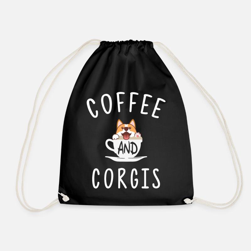 Corgi and Coffee - Turnbeutel - Schwarz