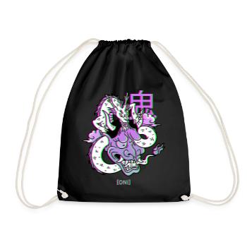 Oni Hannya Vaporwave Aesthetic Dragon Japan démon - Sac de sport léger - noir - Devant
