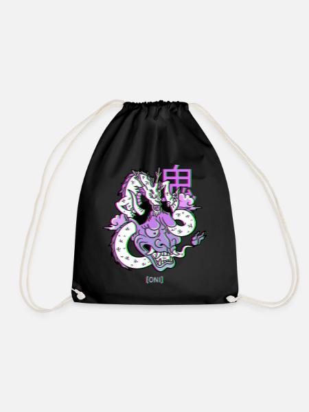 Oni Hannya Vaporwave Aesthetic Drache Japan Dämon - Turnbeutel - Schwarz