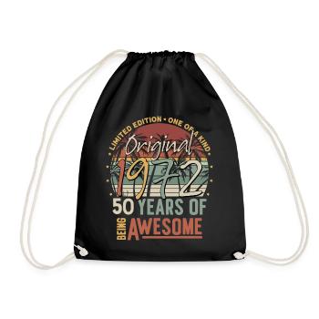 50 birthday 1972 vintage vintage birthday - Drawstring Bag - black - Front