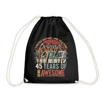 45 birthday 1977 vintage vintage birthday - Drawstring Bag - black - Front